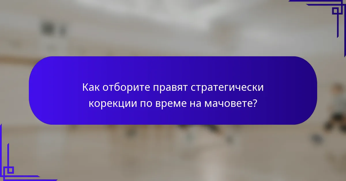 Как отборите правят стратегически корекции по време на мачовете?
